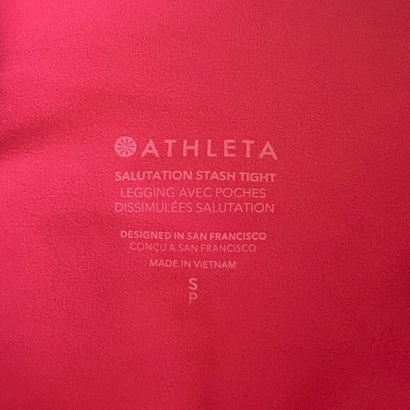 Athleta Womens Leggings Size Small Salutation Stash High Rise Legging Punch Pink - Picture 9 of 11